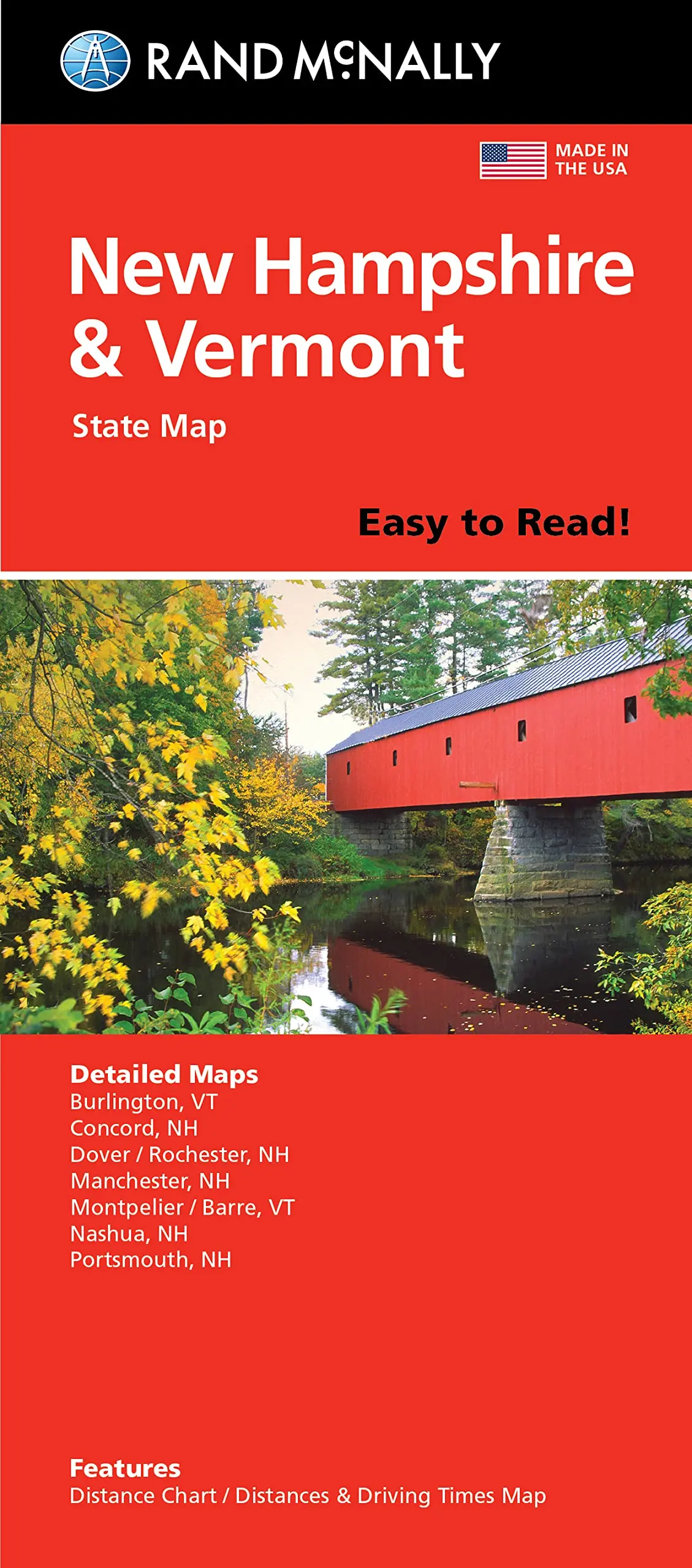 Rand Mcnally Easy To Read Folded Map: New Hampshire, Vermont State Map [Map] Rand Mcnally 1