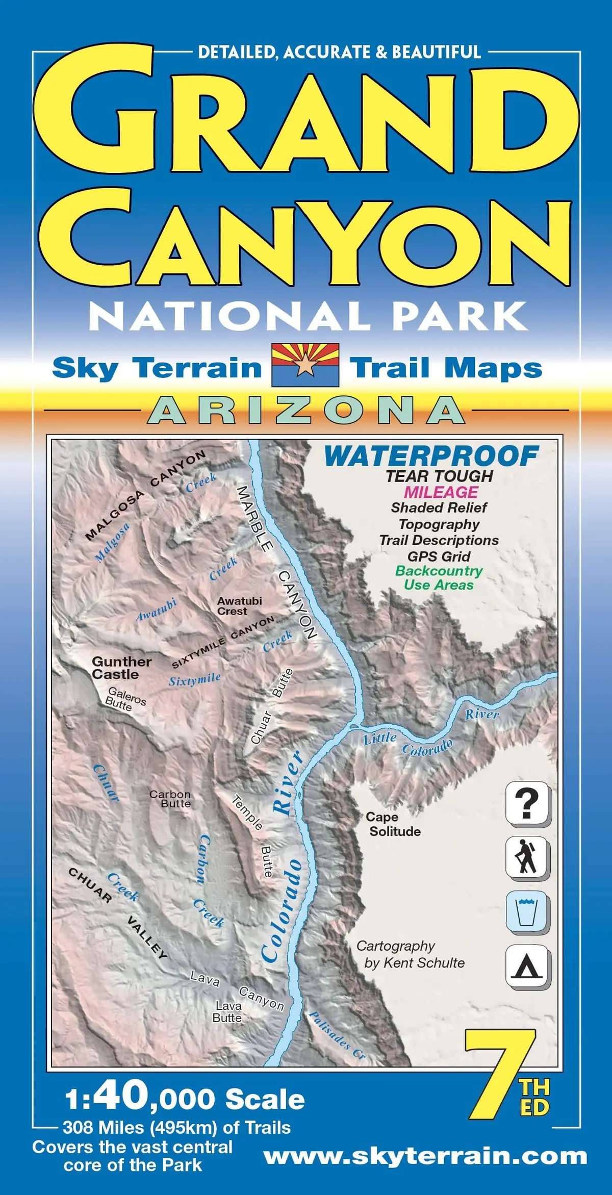 Grand Canyon Trail Map 7Th Edition [Map] Sky Terrain And Kent Schulte 1