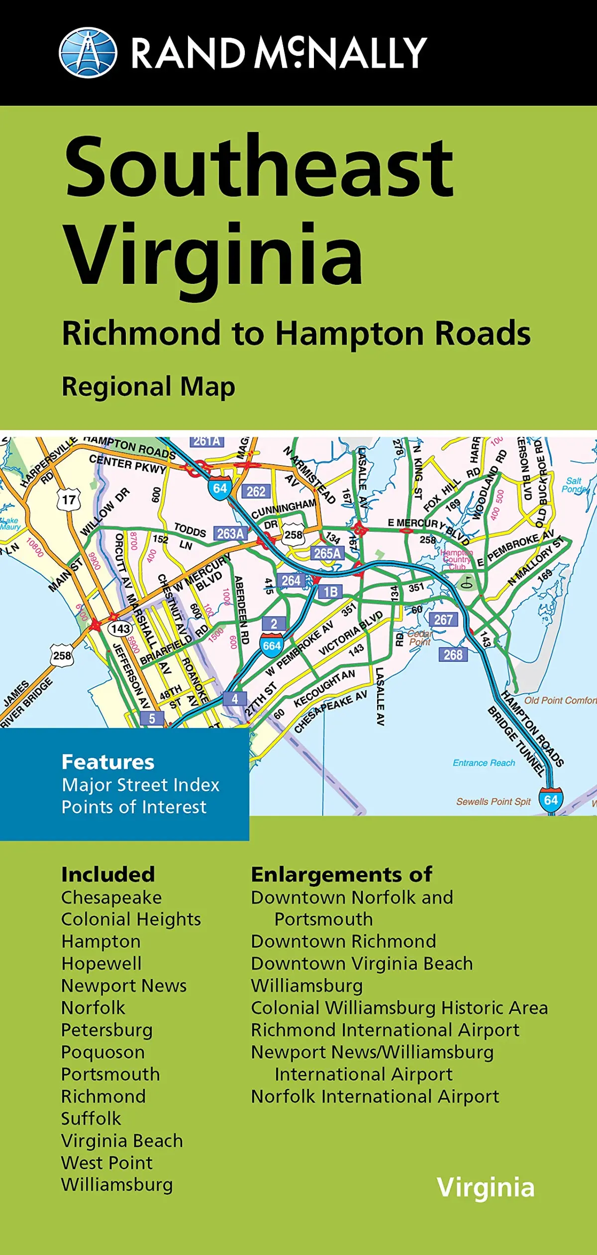 Rand Mcnally Folded Map: Southeast Virginia Richmond To Hampton Roads Regional Map [Map] Rand Mcnally 1