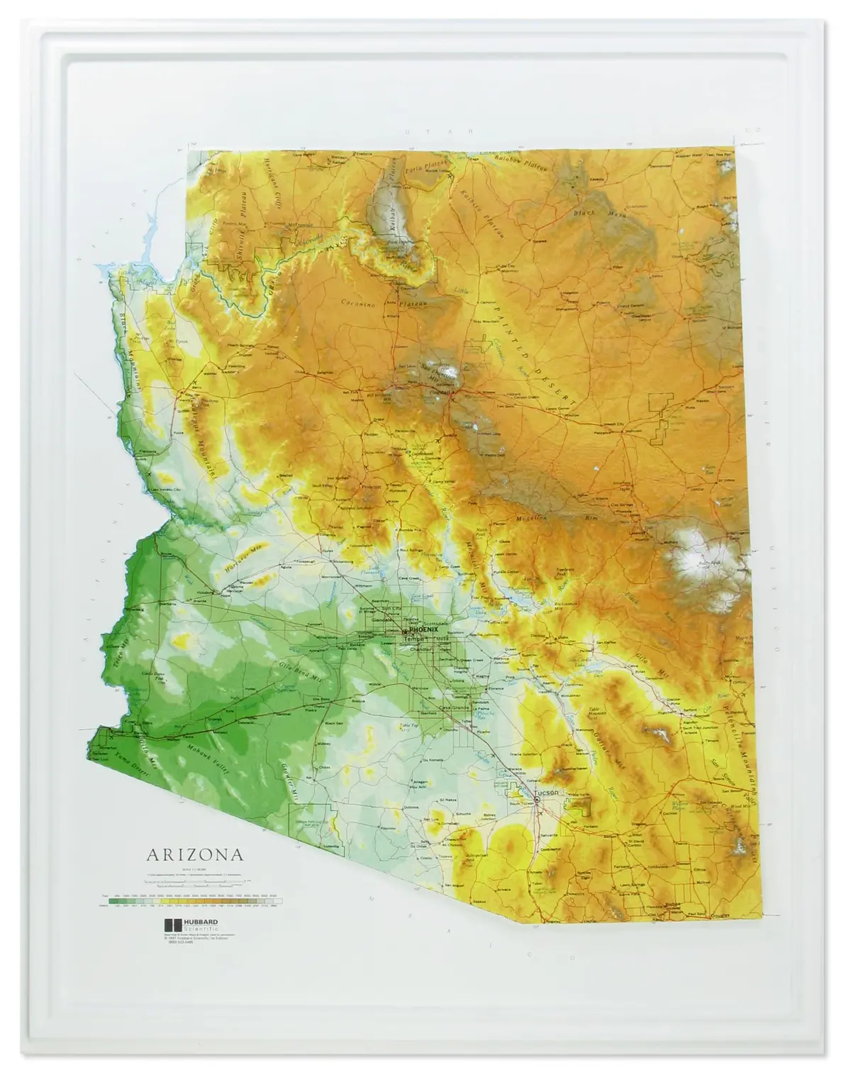 Hubbard Scientific 3D Arizona 961 Map | A True Raised Relief Map - You Can Feel The Terrain | Vacuum-Formed Molded Map | 24" X 30.5" | Detailed Topography 1