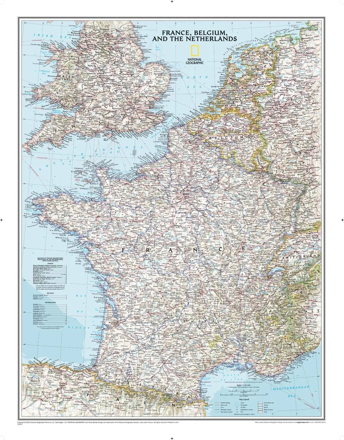 France, Belgium, And The Netherlands Reference Wall Map - Classic - Laminated (23.5 X 30.25 Inch) 1