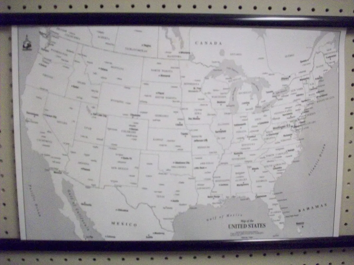 Map Of The United States Greyscale Desktop Map Paper/Non-Laminated [Map] Phoenix Mapping Service 1