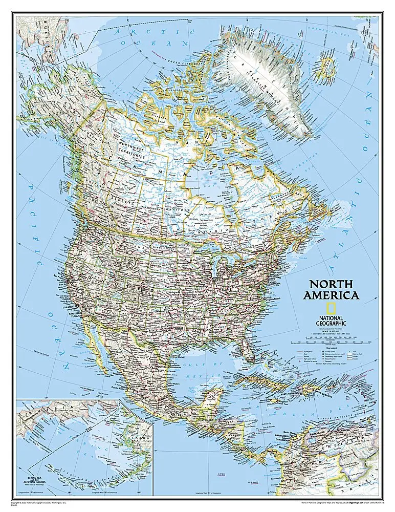 National Geographic: North America Classic Enlarged Wall Map - Laminated (35.75 X 46.25 Inches) (National Geographic Reference Map) [Map] National Geographic Maps - Reference 1