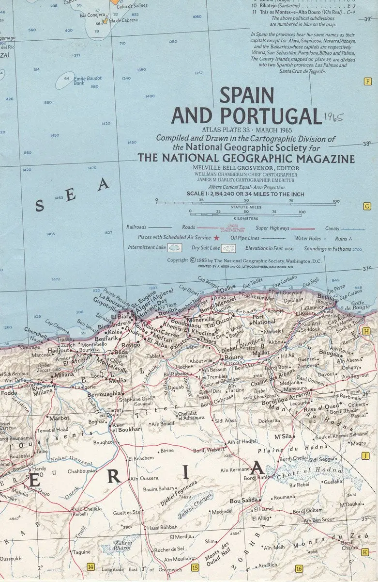 Spain And Portugal, National Geographic Map 1965 [Unknown Binding] National Geographic Society 1