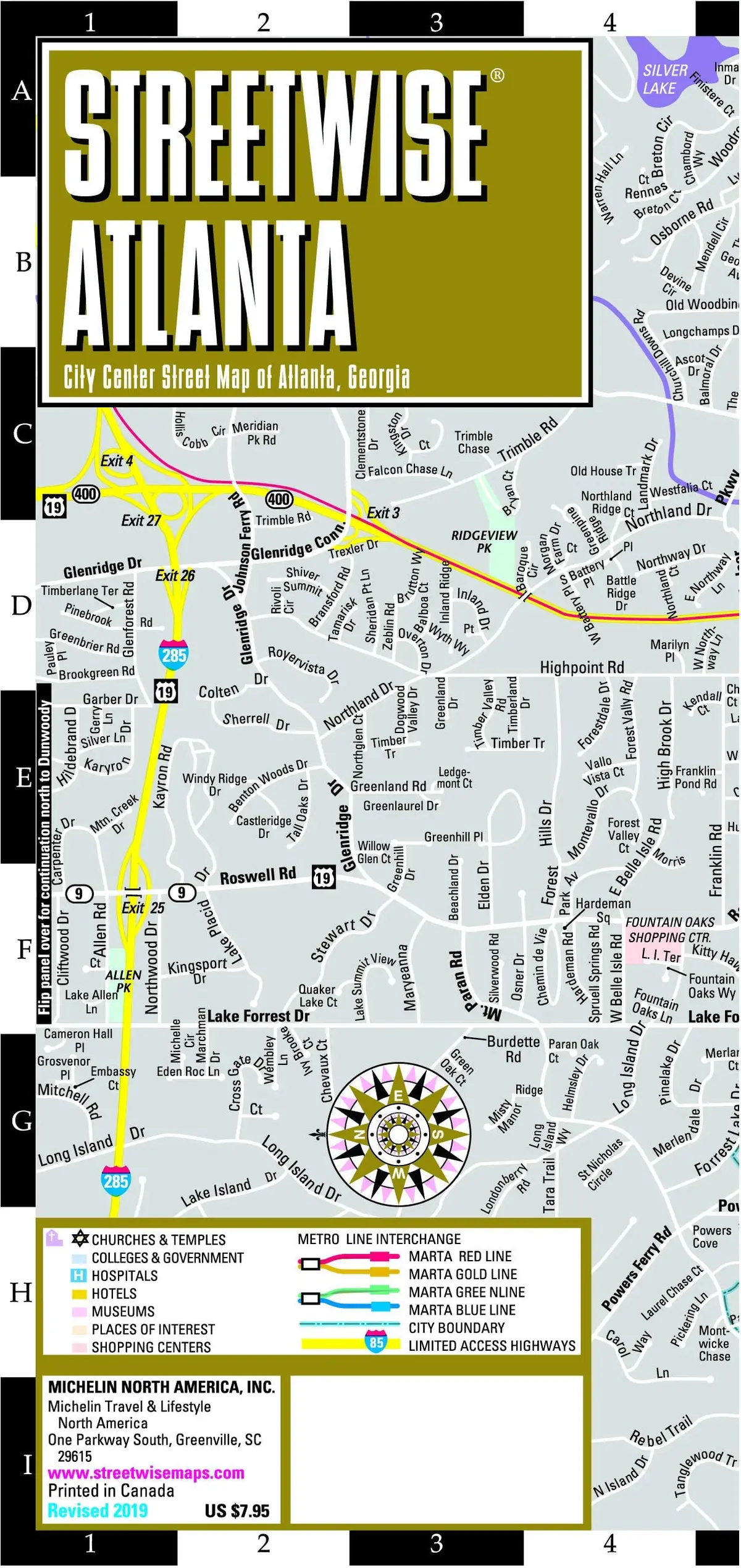 Streetwise Atlanta Map: Laminated City Center Map Of Atlanta, Georgia (Michelin Streetwise Maps) Michelin Michelin 1