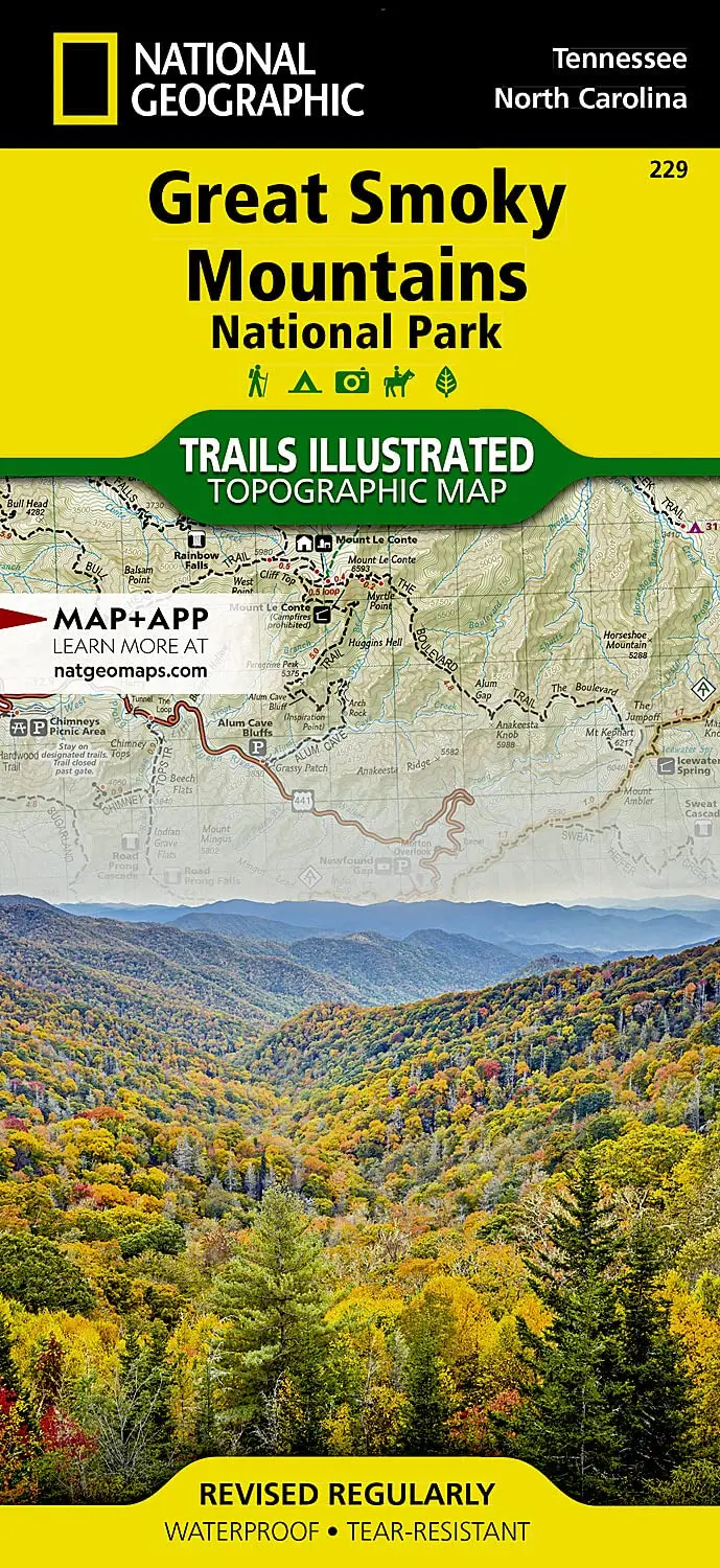 Great Smoky Mountains National Park Map (Trails Illustrated Topographic Map 229) Tennessee North Carolina 1