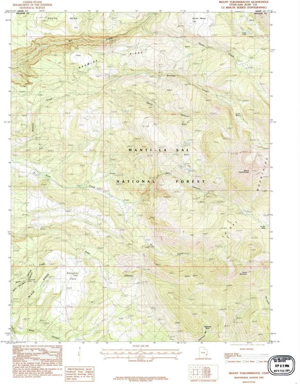 Yellowmaps Mount Tukuhnikivatz Ut Topo Map, 1:24000 Scale, 7.5 X 7.5 Minute, Historical, 1987, Updated 1987, 26.6 X 21.8 In - Paper 1