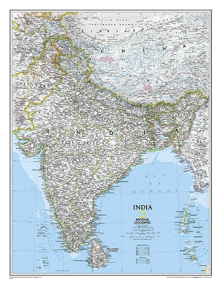 National Geographic India Wall Map - Classic - Laminated (23.5 X 30.25 In) (National Geographic Reference Map) [Map] National Geographic Maps - Reference 1