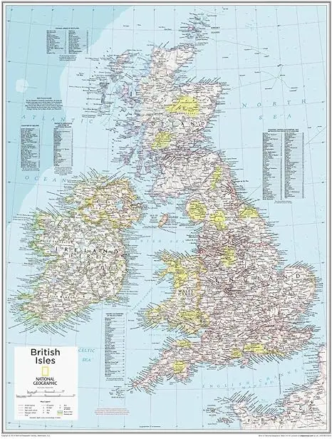 National Geographic: Britain And Ireland Classic Wall Map (23.5 X 30.25 Inches) (National Geographic Reference Map) [Map] National Geographic Maps 1