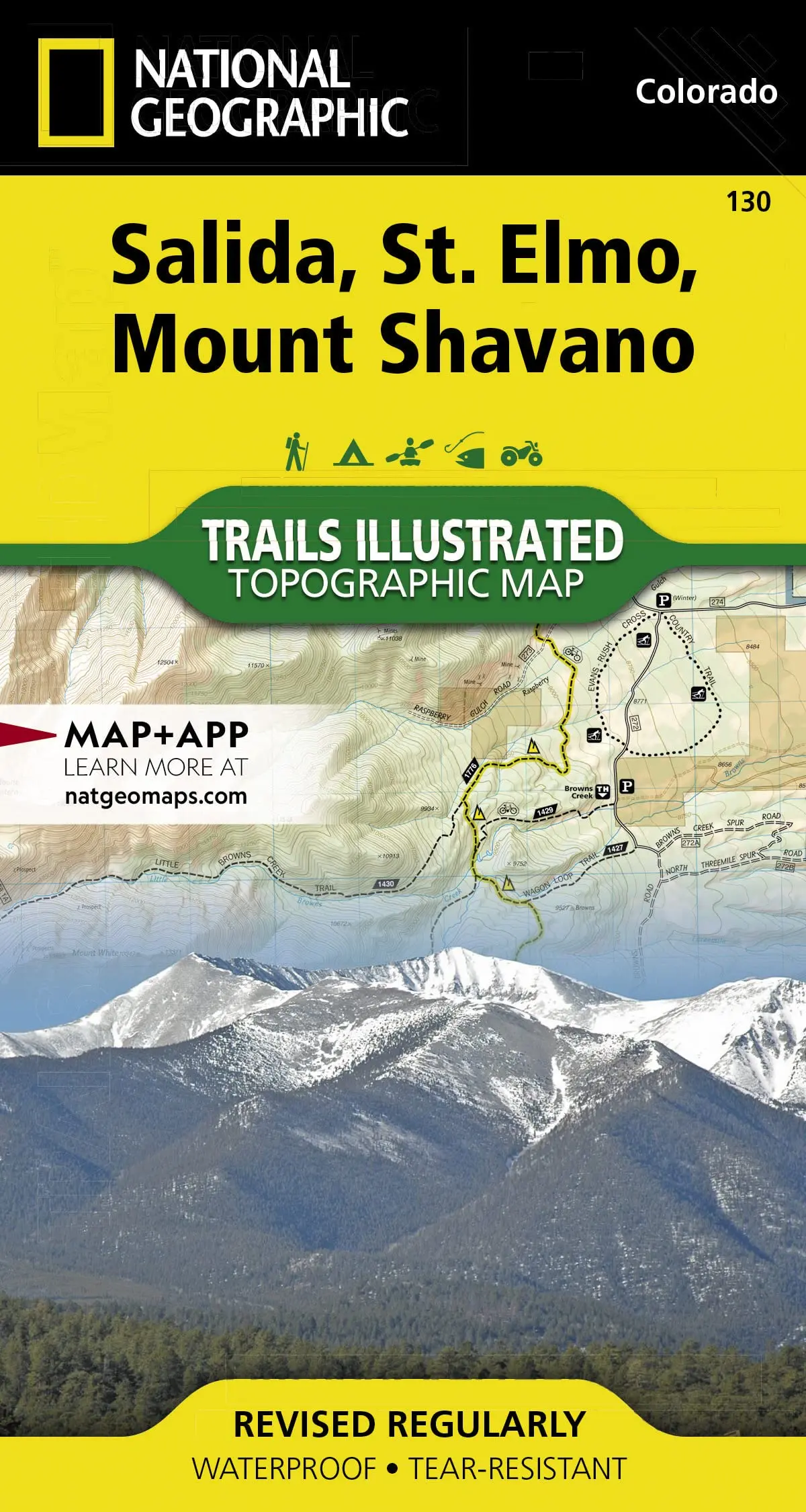 Salida, St. Elmo, Mount Shavano Map (National Geographic Trails Illustrated Map, 130) [Map] National Geographic Maps - Trails Illustrated 1