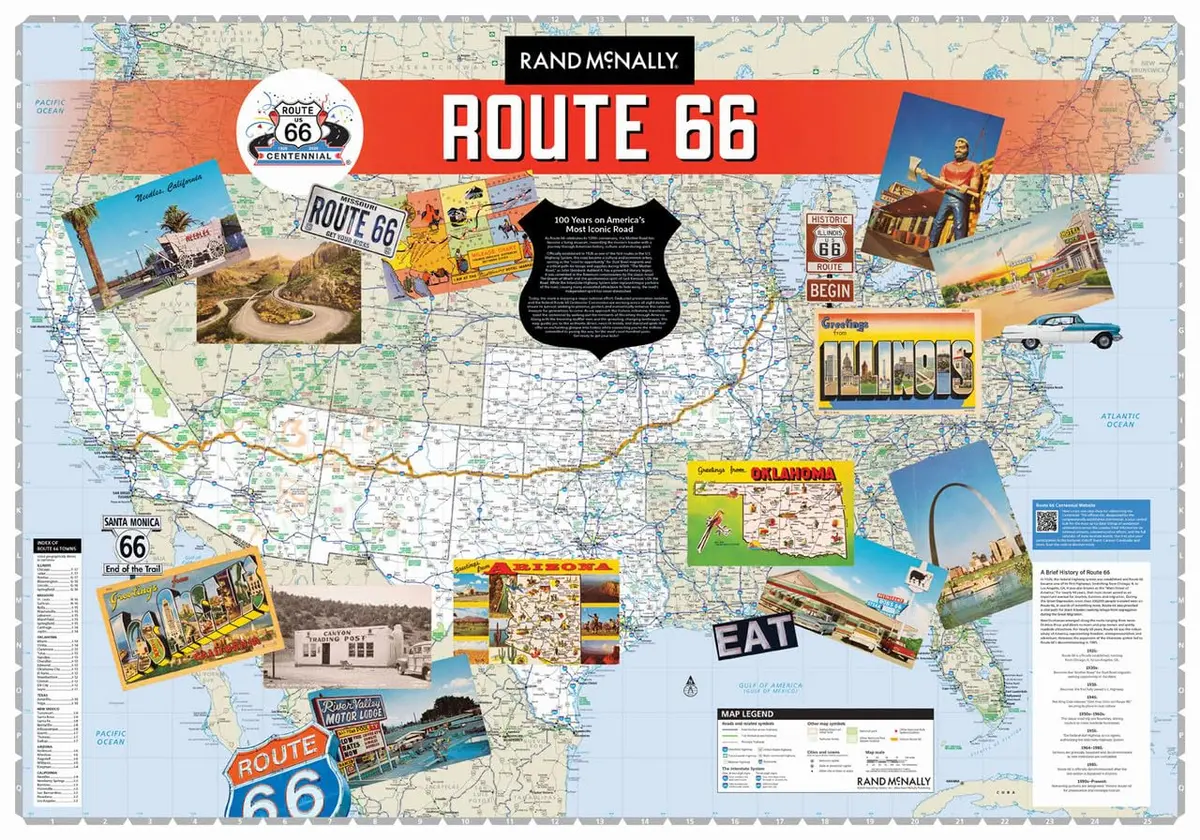 Route 66 Centennial Wall Map Poster Laminated [Map] 1