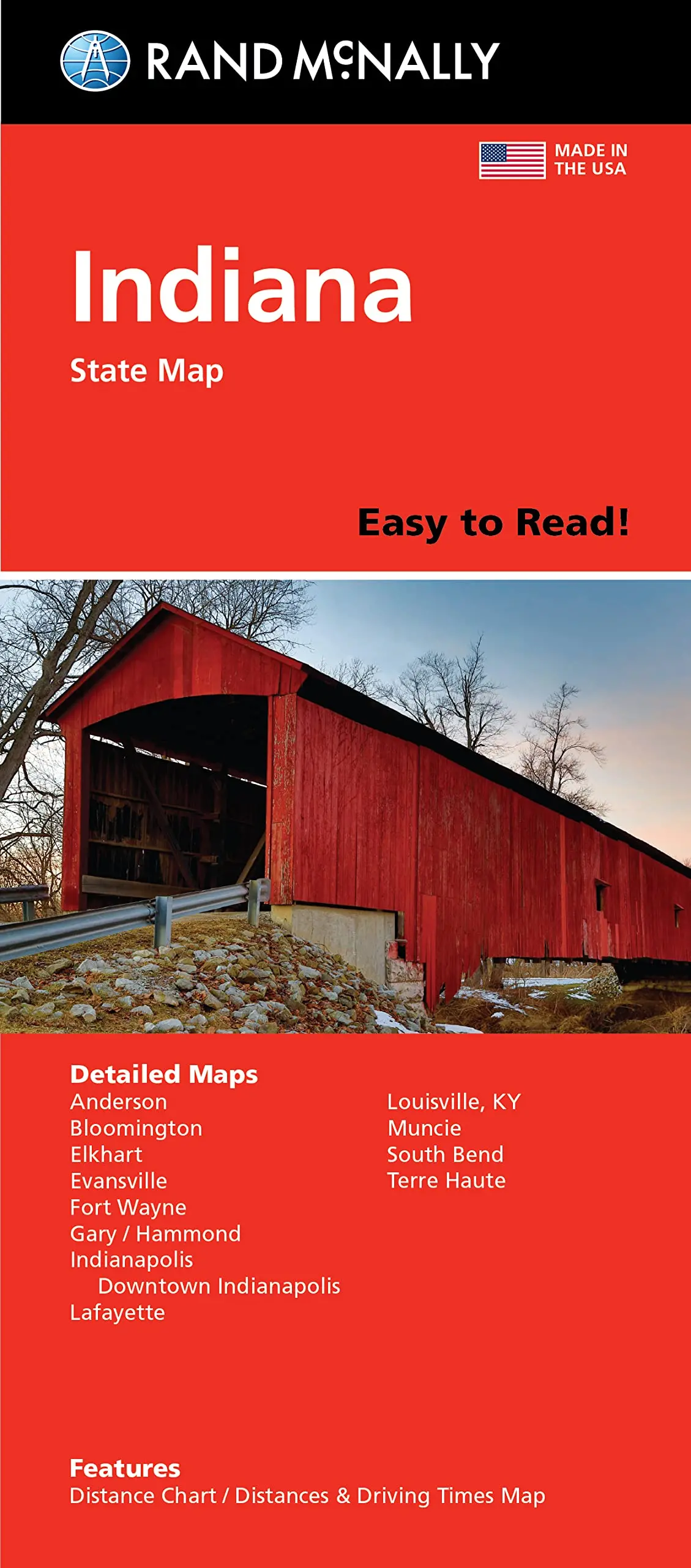 Easy To Read! Indiana State Map 1