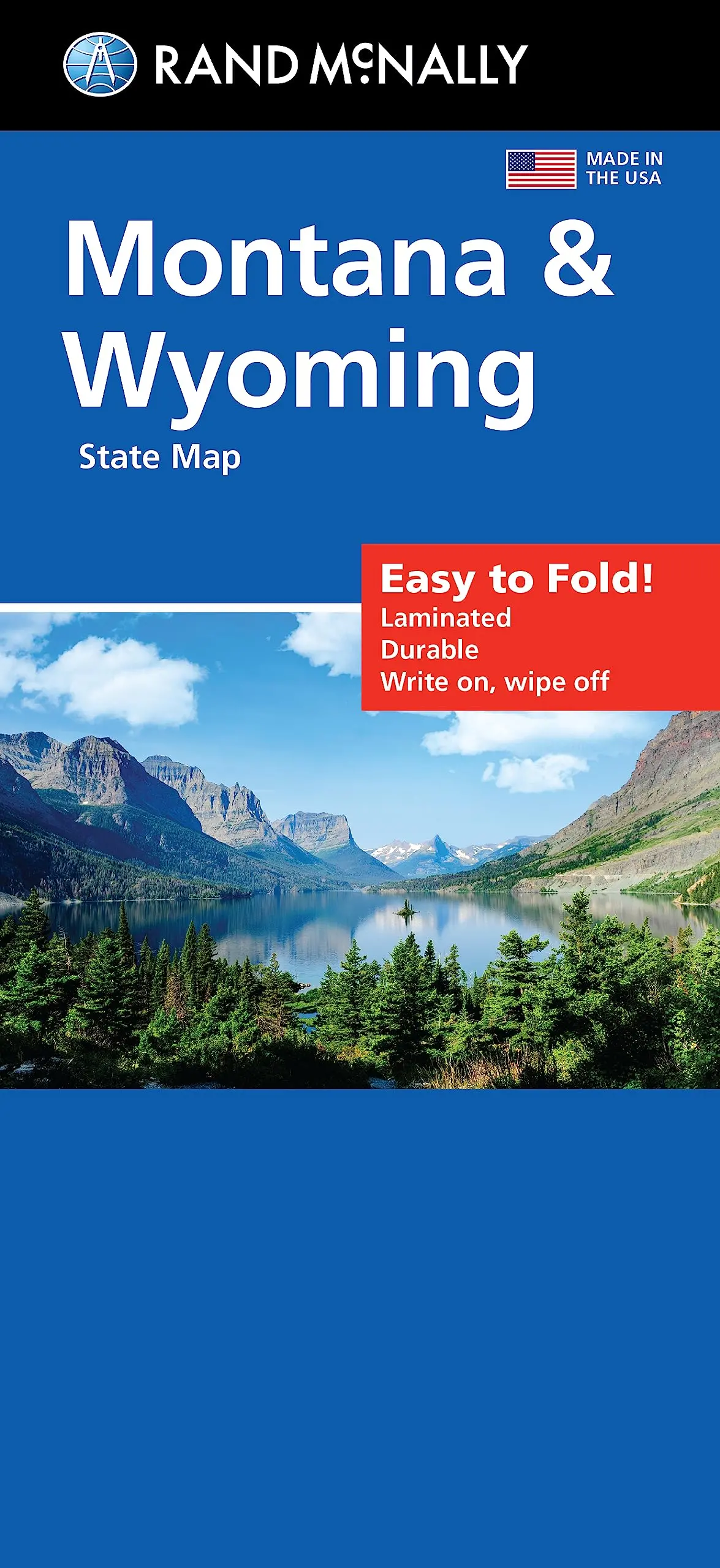 Easy To Fold! Montana & Wyoming State Map 1