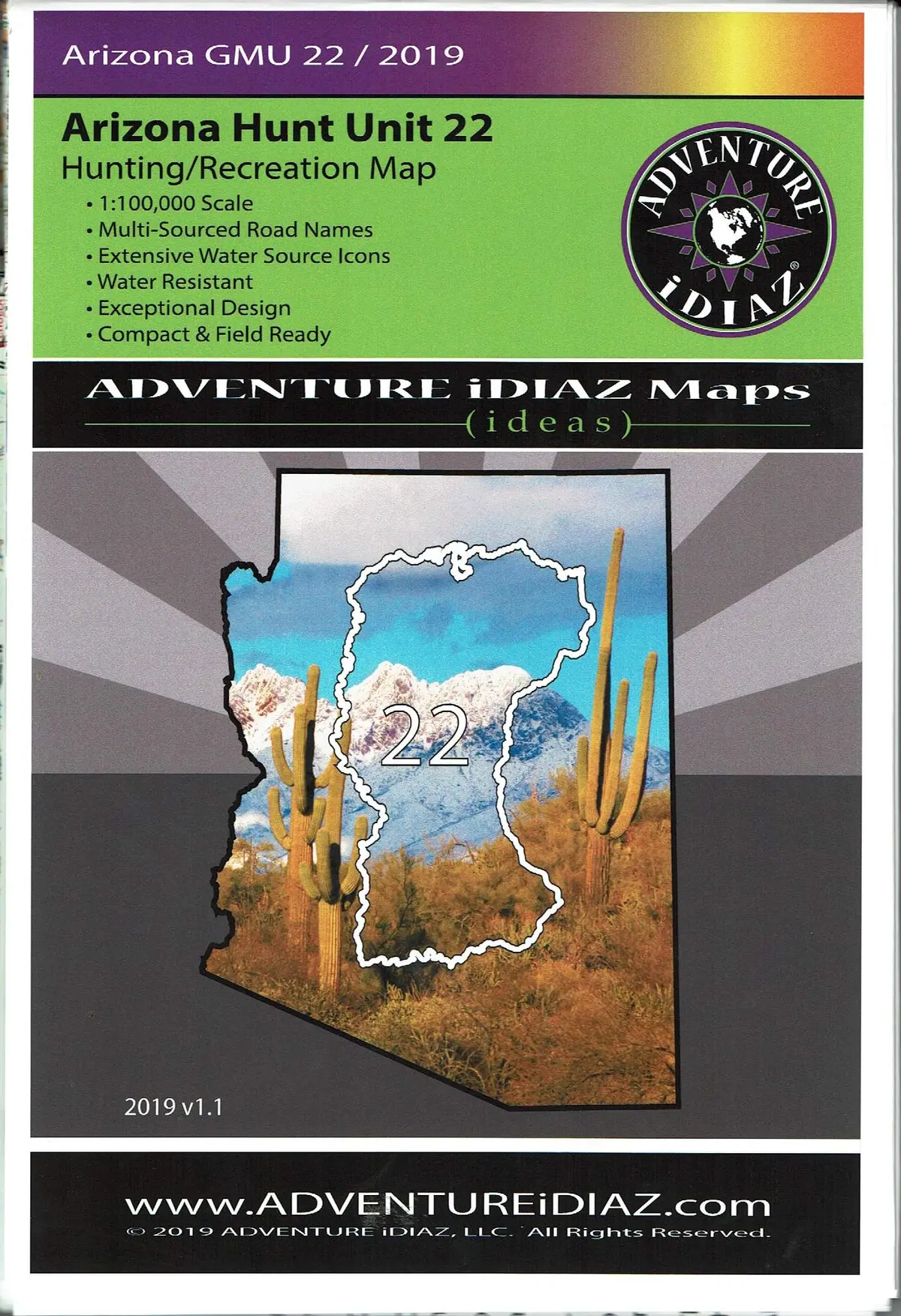 Arizona Hunt Unit 22 Hunting/Recreation Map 1