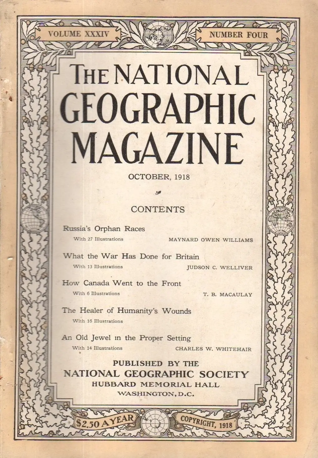 National Geographic October 1918 [Paperback] Gilbert Grosvenor. 1