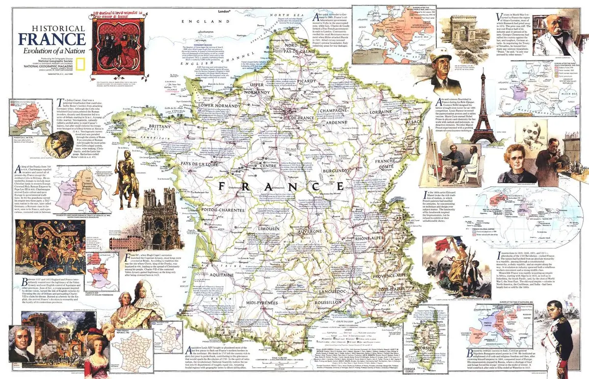 National Geographic: Historical France Wall Map - 31.5 X 20.5 Inches 1