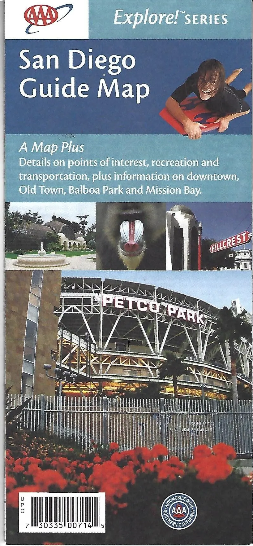 San Diego Guide Map: A Map Plus Details On Points Of Interest, Recreation And Transportation, Plus Information On Downtown, Old Town, Balbo [Unknown Binding] The American Automobile Association 1