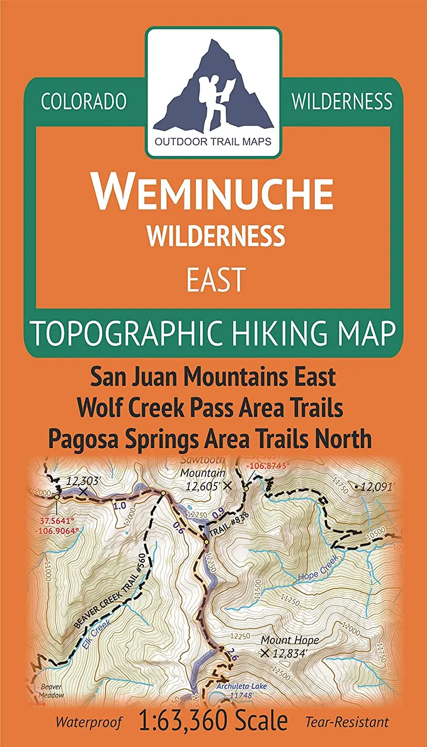 Outdoor Trail Maps Weminuche Wilderness East - Colorado Topographic Hiking Map (2019) 1