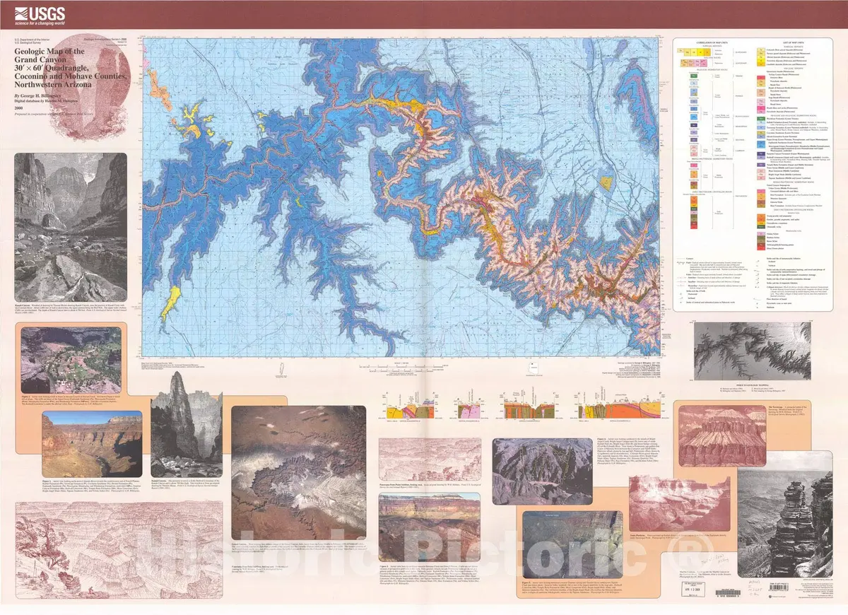 Historic Pictoric Map : Geologic Map Of The Grand Canyon 30' X 60' Quadrangle, Coconino And Mohave Counties, Northwestern Arizona, 2000 Cartography Wall Art : 30In X 24In 1