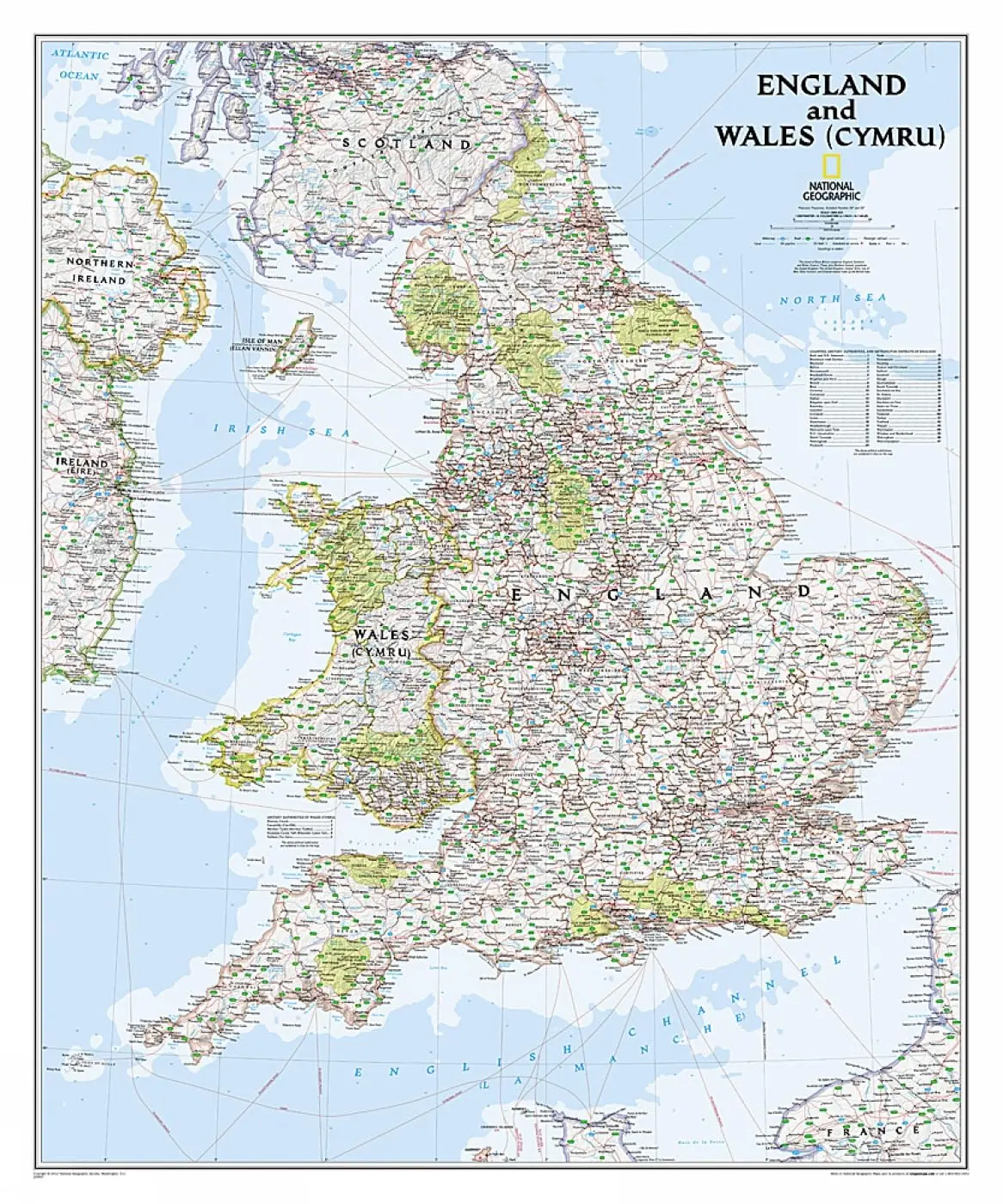 England And Wales Reference Wall Map - Classic Reference - Tubed Paper - Standard (30 X 36 Inch) 1