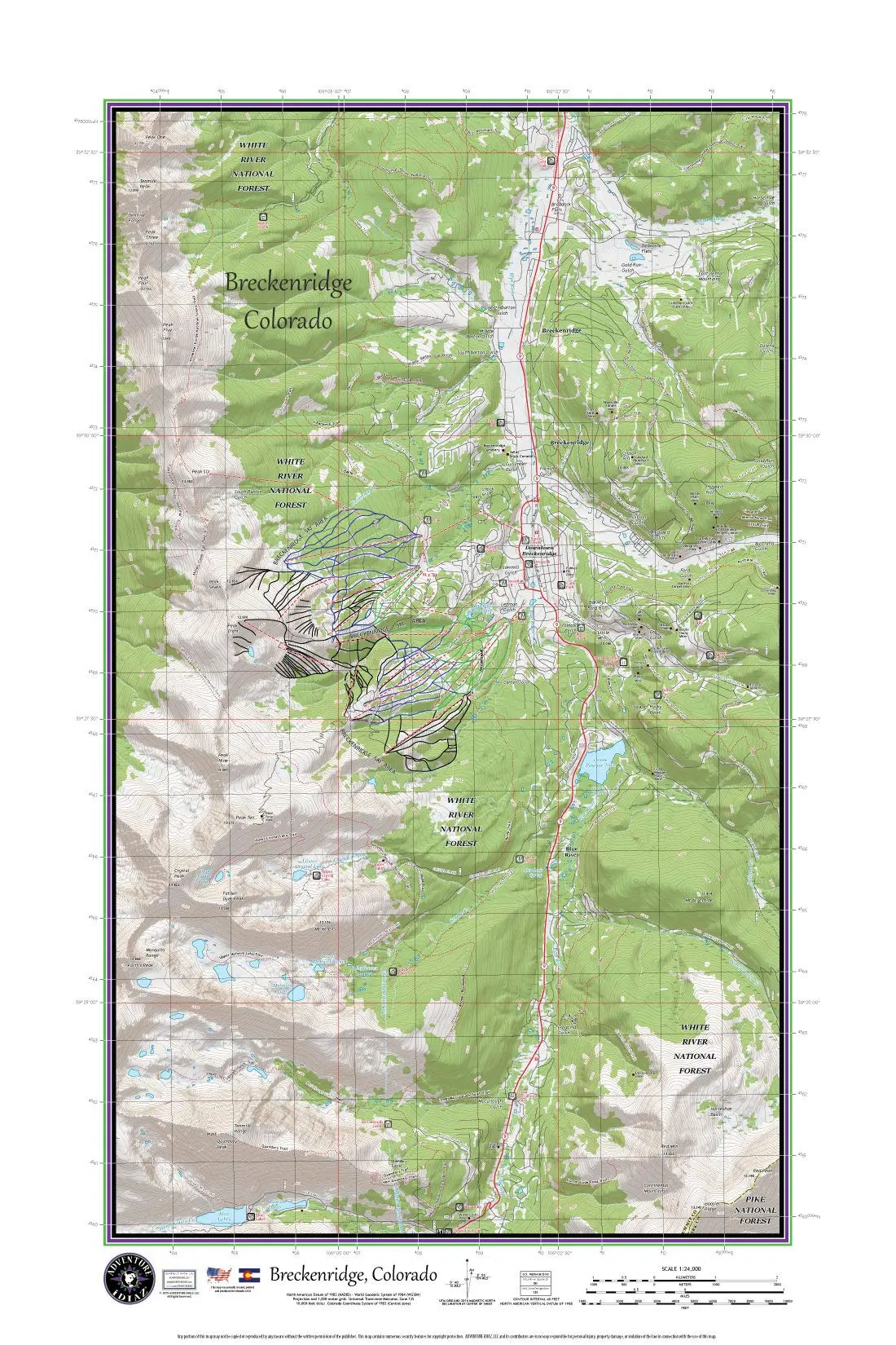 Breckenridge Colorado Ski Area Topographic Keepsake Poster Map [Map] Adventure Idiaz 1