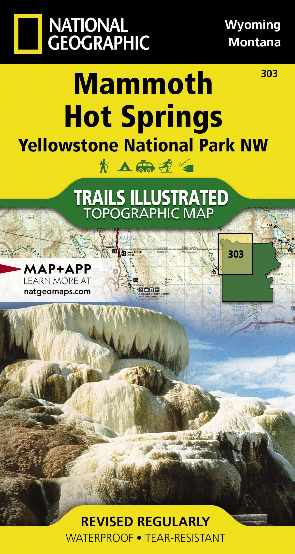 Mammoth Hot Springs: Yellowstone National Park Nw (National Geographic Trails Illustrated Map) (National Geographic Trails Illustrated Map, 303) [Map] National Geographic Maps 1