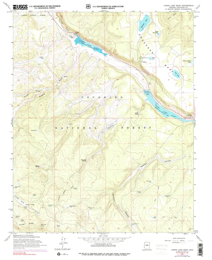 Lower Lake Mary 7.5' 1962 Pr 1974 Pi 1980 Map United States Geological Survey 1