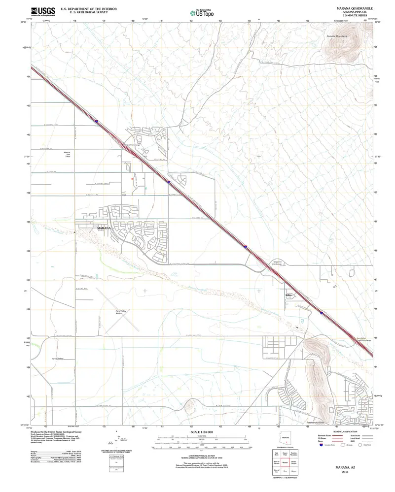 Marana 7.5' Az 2011 Ust Map United States Geological Survey 1