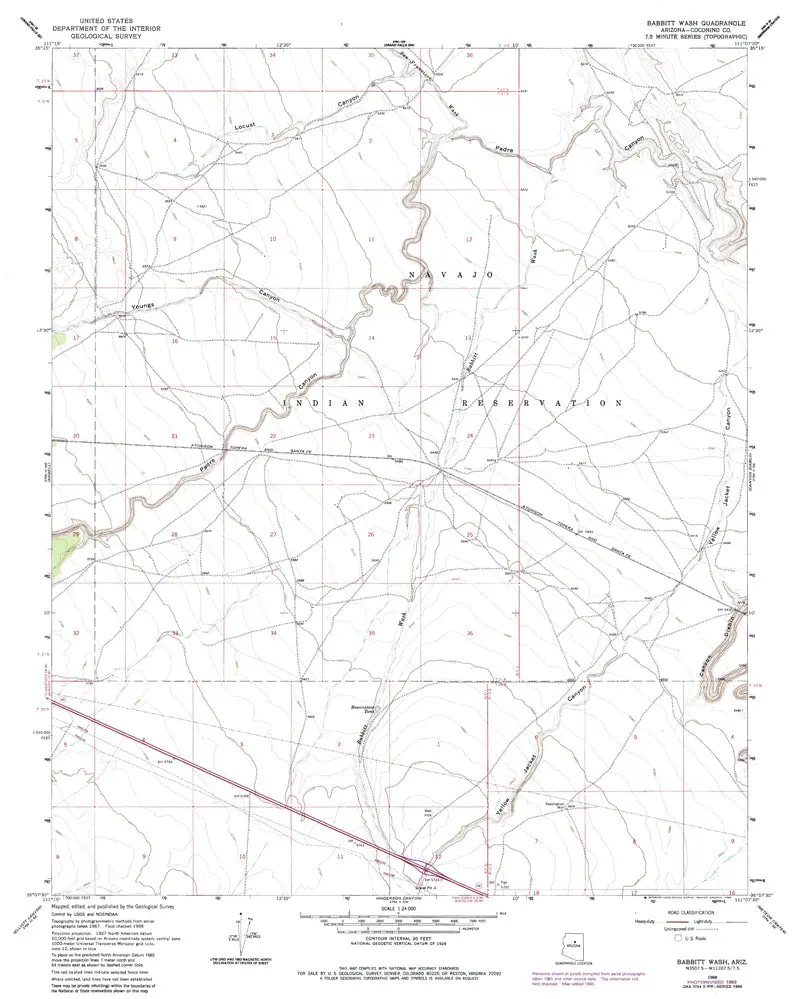 Babbitt Wash 7.5' Az 1968 Pr 1983 Usgs [Map] United Stated Geological Survey 1