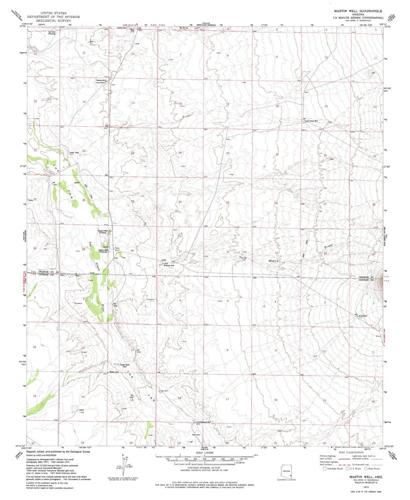 Martin Well 7.5' Arizona Map United States Geological Survey 1