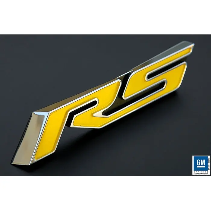 Camaro Trunk Emblem - Yellow Rs With Polished Outer 1