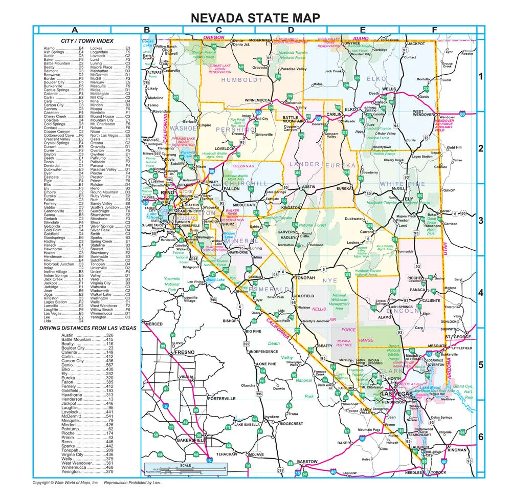 Nevada Counties And Roads Wall Map Gloss Laminated [Map] Metro Maps And Shane Murphy 1