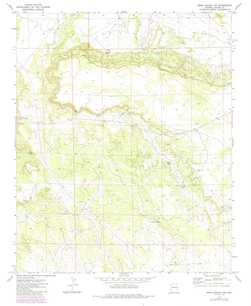 Mesa Parada Nw 7.5' Arizona Map United States Geological Survey 1