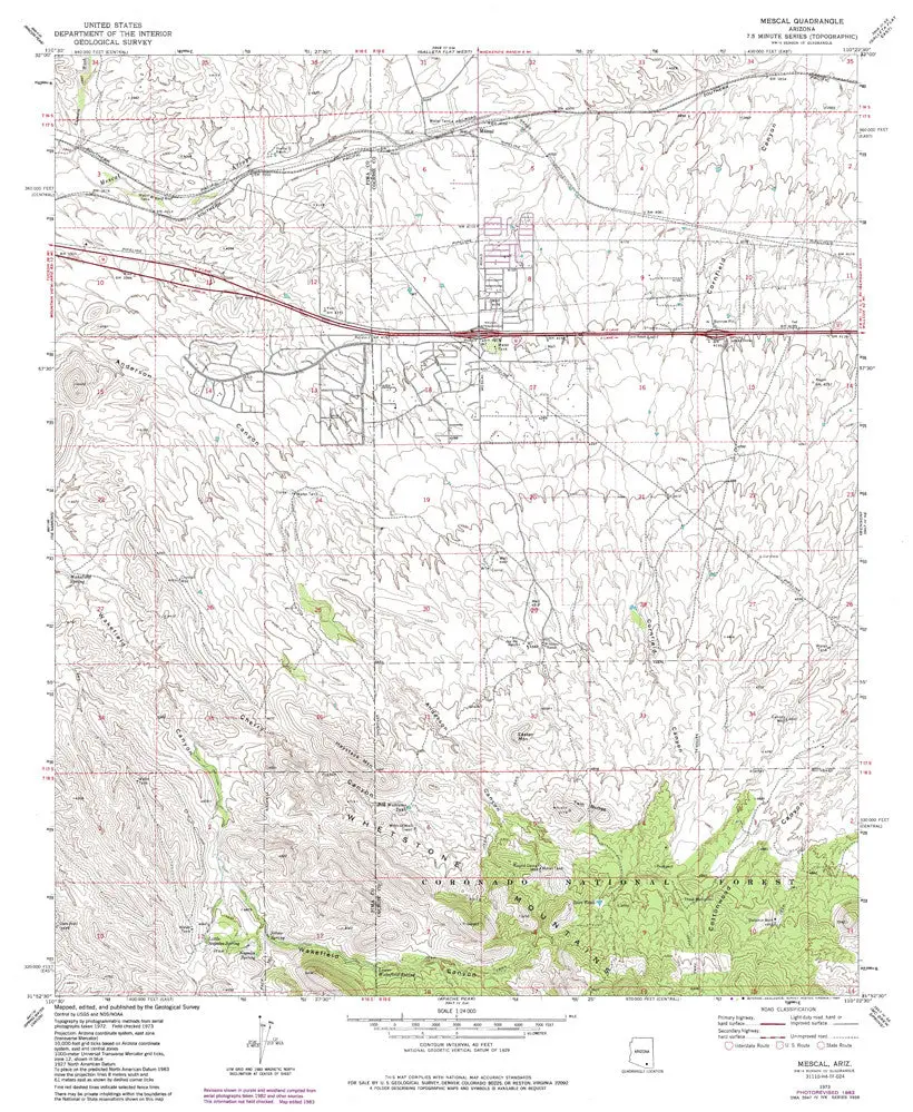 Mescal, Arizona 7.5' [Map] United Stated Geological Survey 1