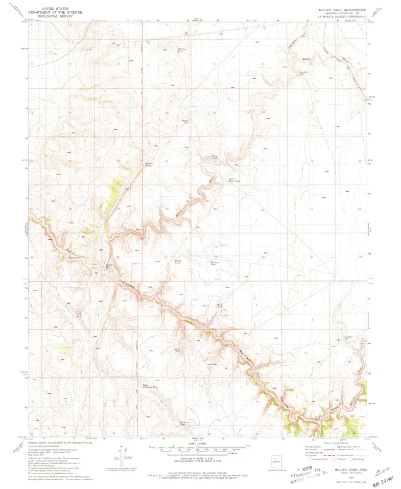 Miller Tank 7.5' Arizona 1981 Map United States Geological Survey 1