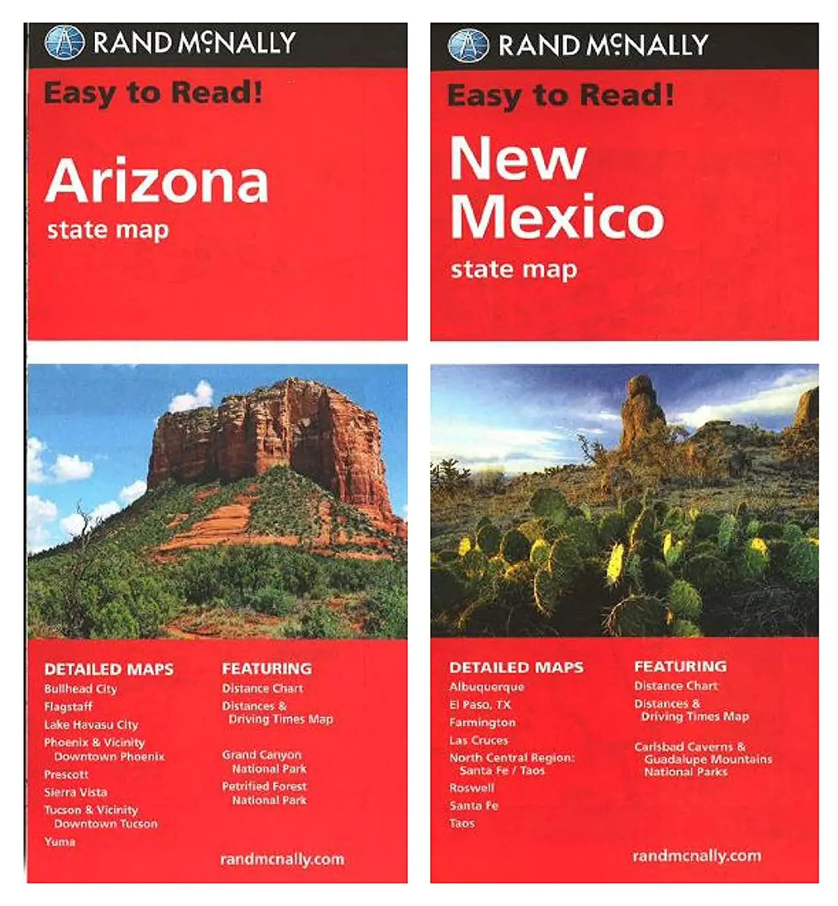 Easy To Read! Folded Map Set: Arizona State Map And New Mexico State Map (One Each) 1