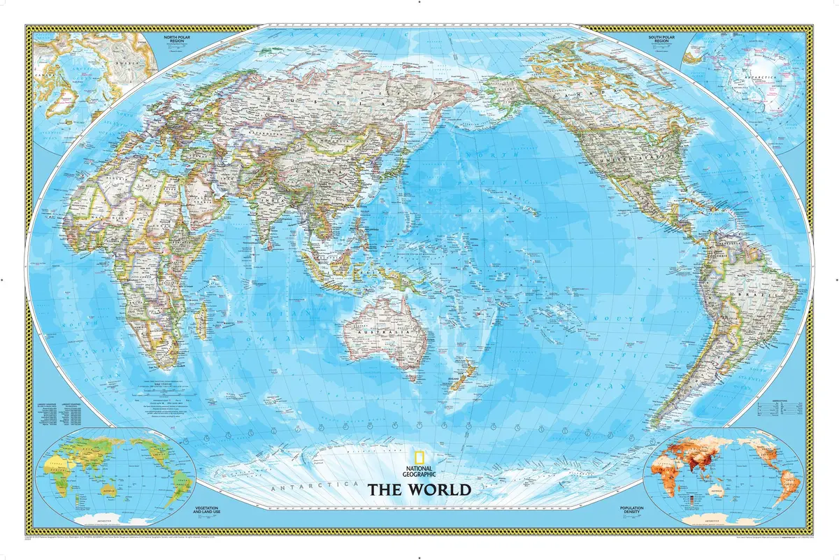 National Geographic World, Pacific Centered Wall Map - Classic - Laminated (46 X 30.5 In) (National Geographic Reference Map) [Map] National Geographic Maps - Reference 1