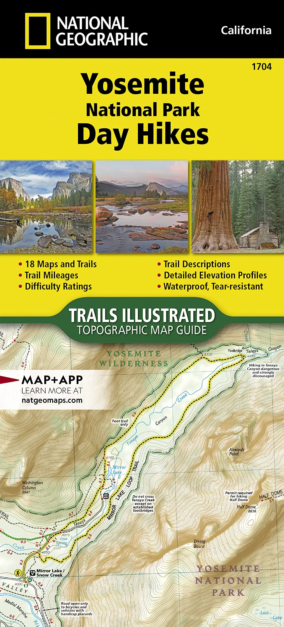 Yosemite National Park Day Hikes Map (National Geographic Topographic Map Guide, 1704) [Map] National Geographic Maps - Trails Illustrated 1