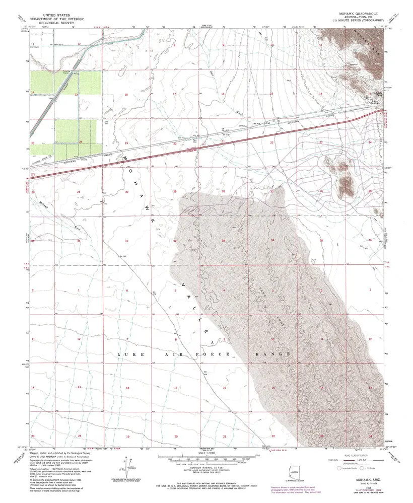 Mohawk 7.5' Arizona 1965 Pr 1982 Map United Stated Geological Survey 1
