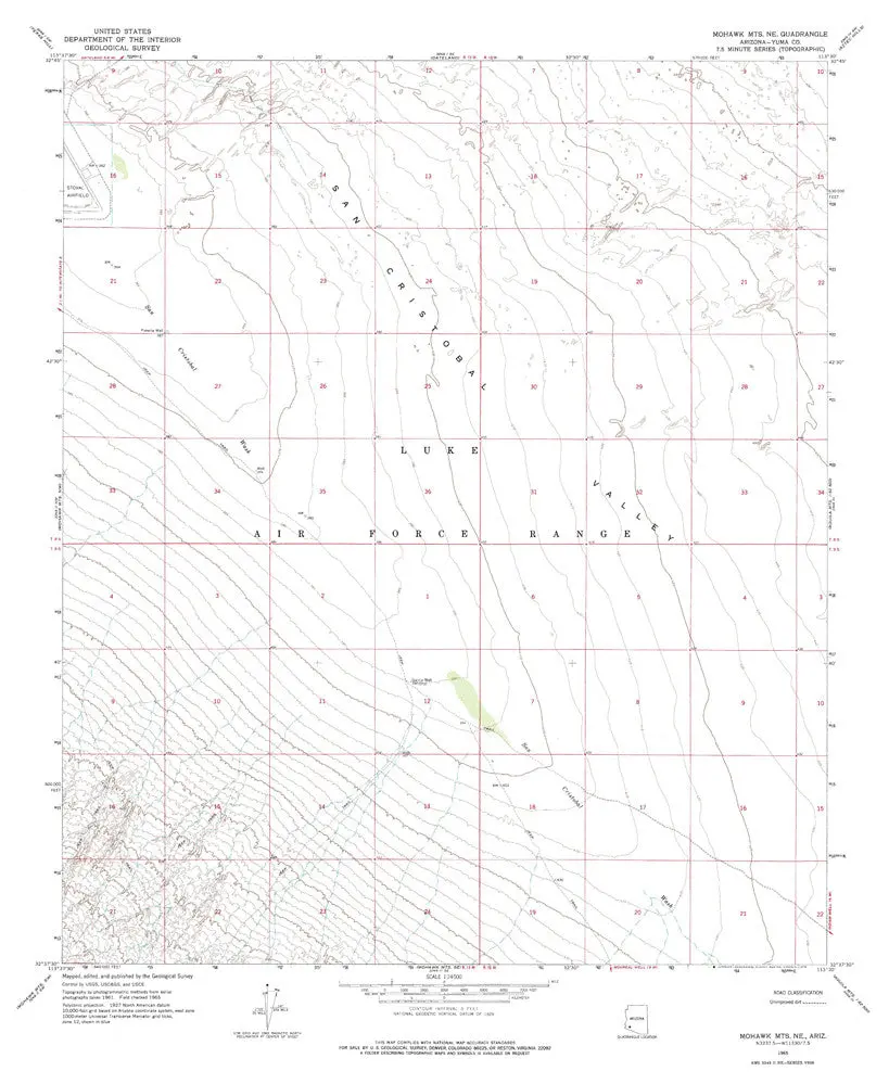 Mohawk Mts Ne 7.5' Arizona 1965 Map United States Geological Survey 1