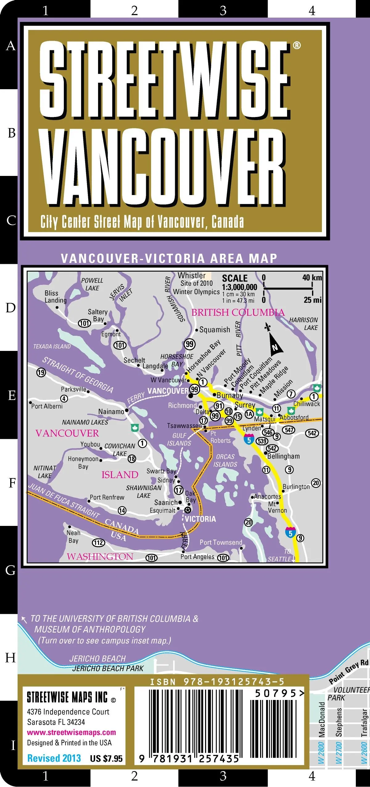 Streetwise Vancouver: City Center Street Map Of Vancouver, Canada Streetwise Maps Inc. 1