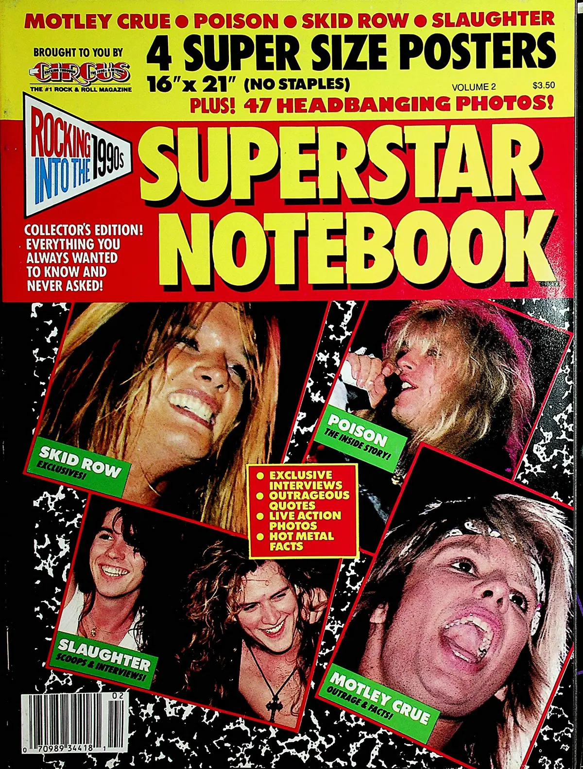 Rocking Into The 90'S Superstar Notebook Rock Magazine Poison/ Motley Crue W/ Posters Vol.2 1990 [Single Issue Magazine] Publisher 1