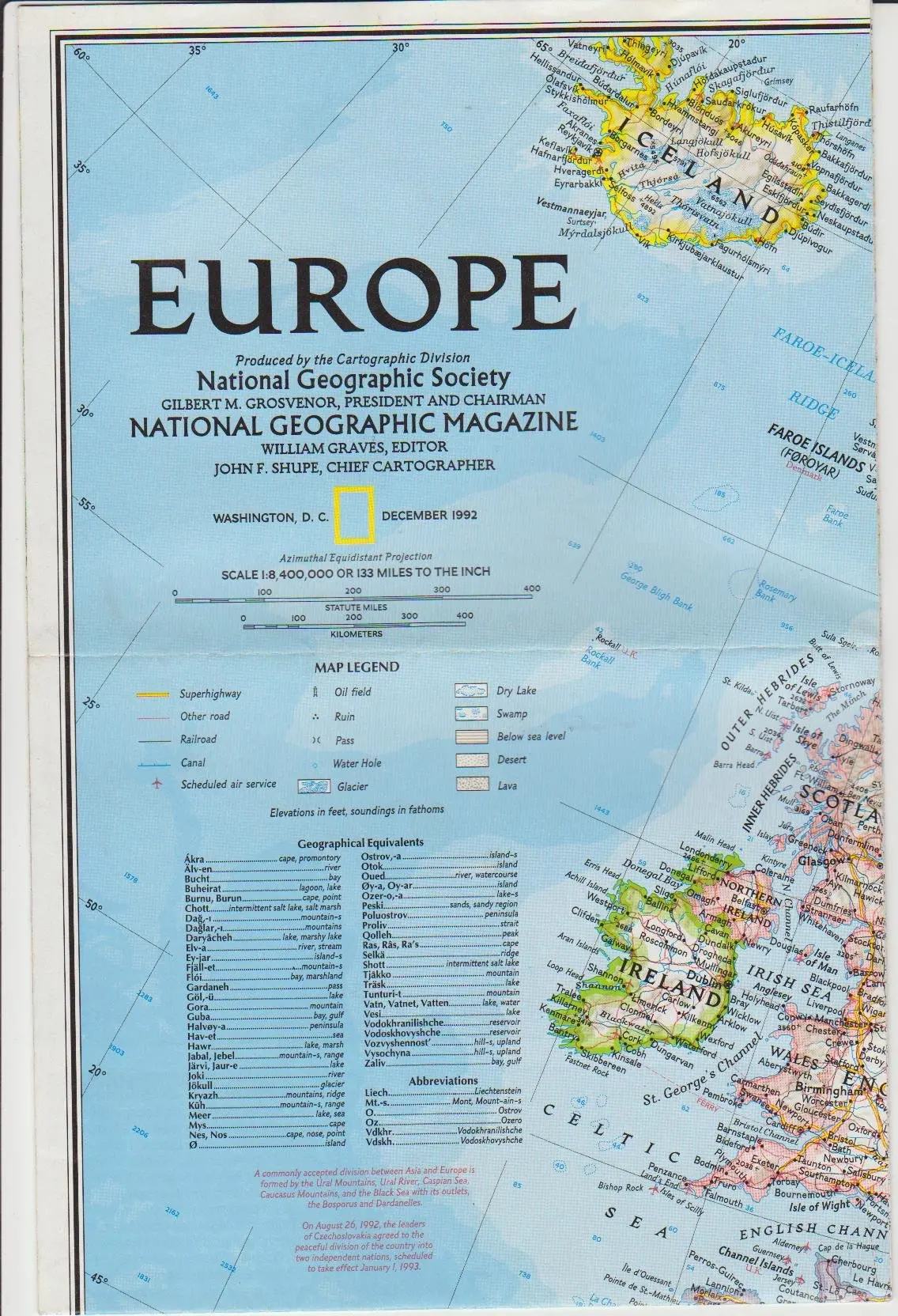 Europe (National Geographic Magazine, December 1992) [Single Issue Magazine] 1
