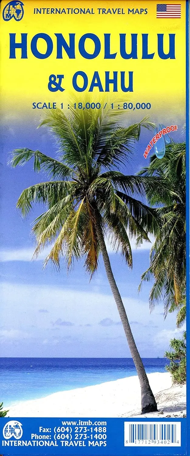 Honolulu (Waikiki To Pearl Harbour) / Oahu Travel Map Waterproof 1:18K/80K Hawaii 1