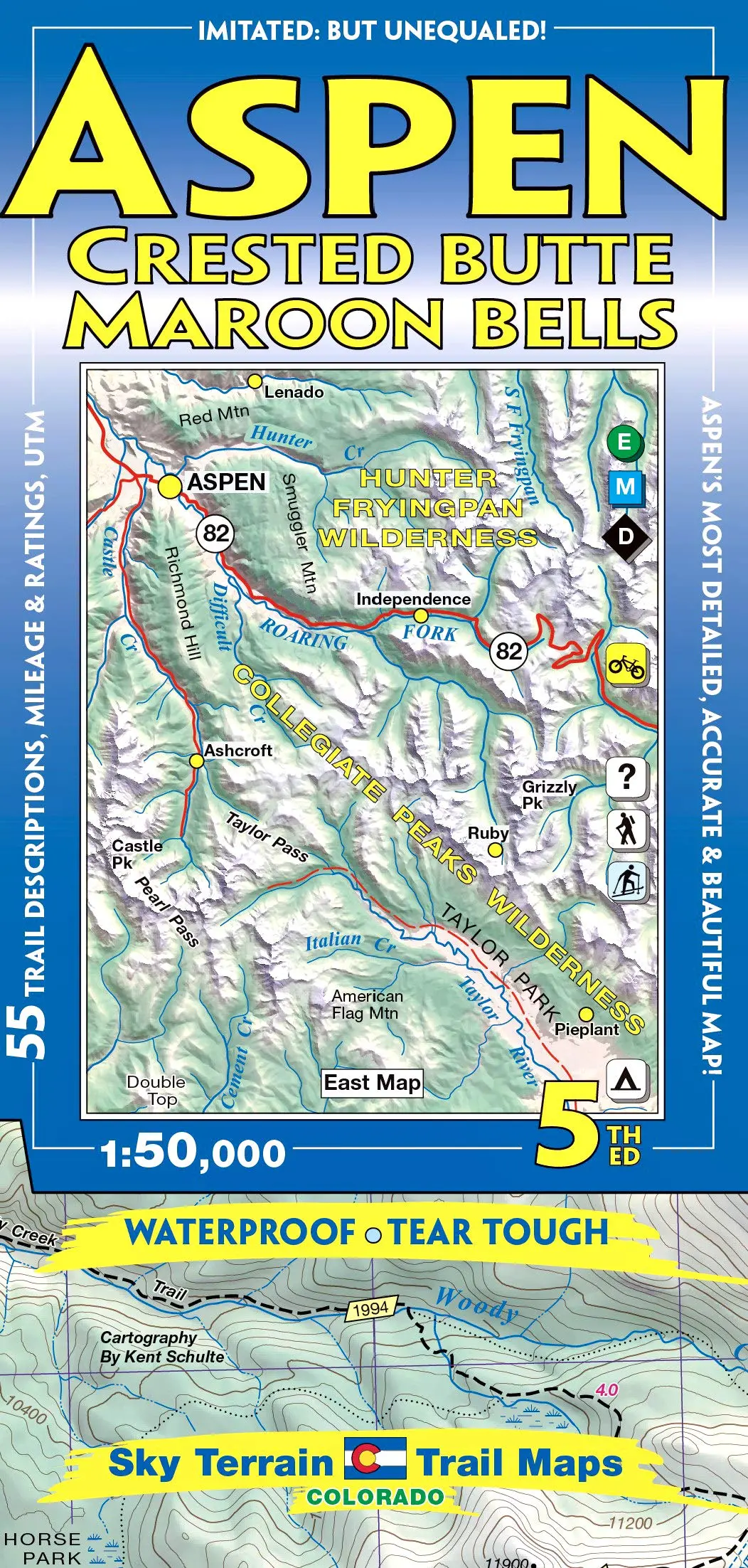 Aspen, Crested Butte & Maroon Bells [Map] Sky Terrain And Kent Schulte 1
