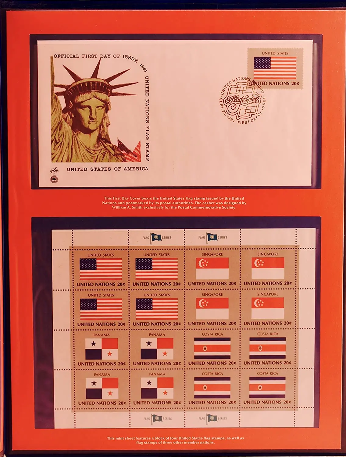 1981 United Nations - United States Flag Stamp Issue : First Day Cover & Stamp Mint Sheet 1