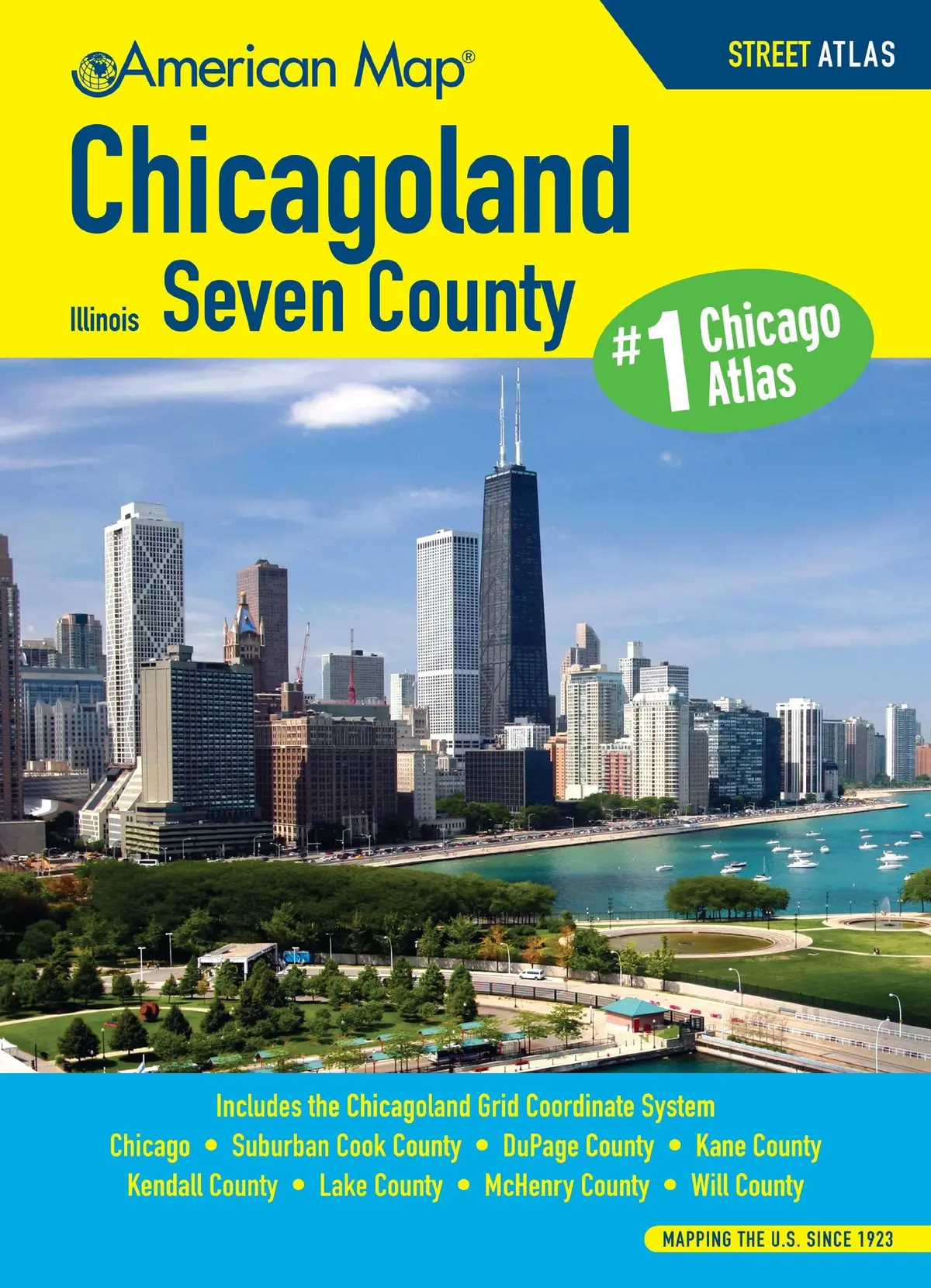 American Map Chicagoland Il Seven County Atlas: Large Type American Map 1