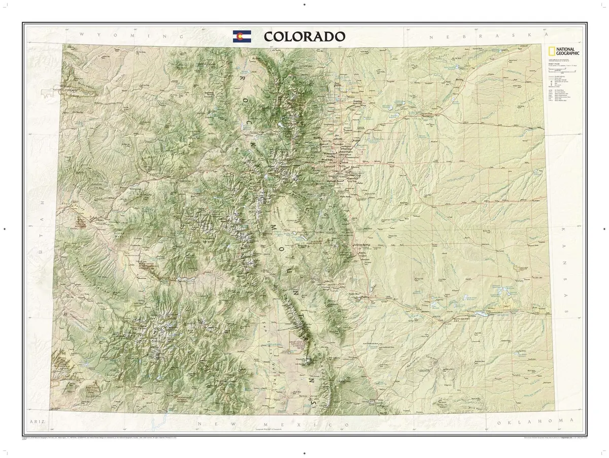 National Geographic Colorado Wall Map - Laminated (40.5 X 30.25 In) (National Geographic Reference Map) [Map] National Geographic Maps 1