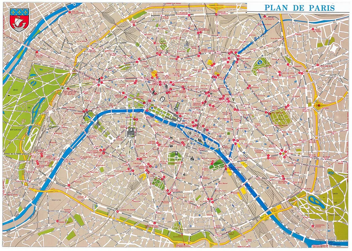 Vintage Mid-Century Plan De Paris Reproduction [Map] Jlw Historical Reproduction 1