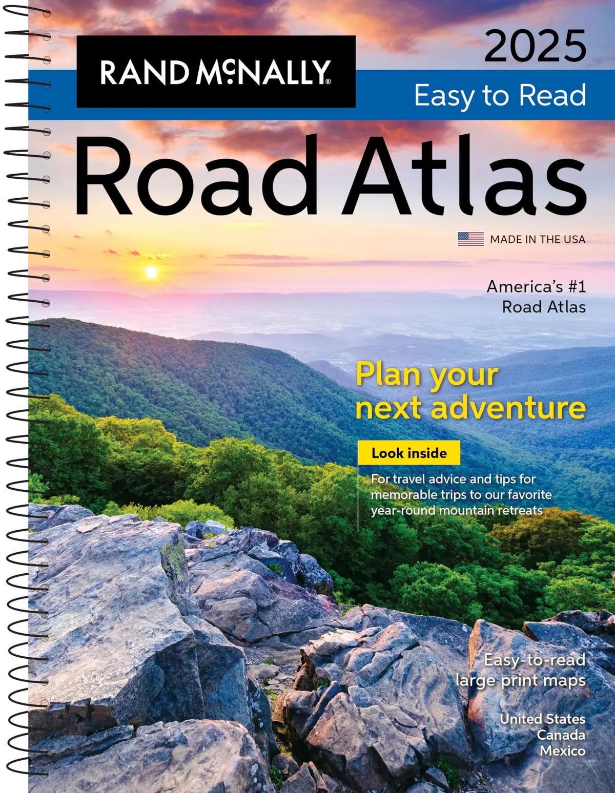 Rand Mcnally Road Atlas 2025: United States, Canada, Mexico Easy To Read Large Print Maps [Spiral-Bound] Rand Mcnally 1